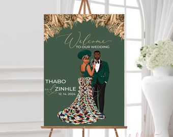 Themba (archivo digital) / Señal de bienvenida de boda tradicional / Boda africana / Diseño personalizado / África del sur / Boda de Sudáfrica