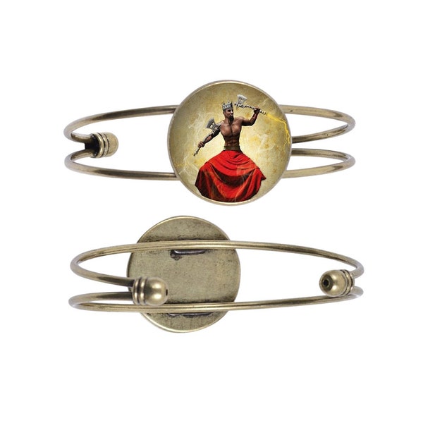 Xango Chango Unisex Cuff Bangles Bracelet with a digital image of your favorite saint con su Santo Gran regalo para los Iyawo Iyabo Santaria