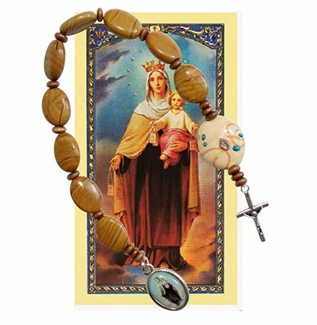 Our Lady of Mount Carmel Chaplet or Pocket Rosary Crucifix Medal ...