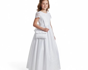 Girls White First Communion Bag – Shoulder Strap Purse for Catholic Ceremony
