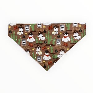 Hondenbandana cowboy spookprint | Westernhondensjaal | Instapper over de kraag huisdierbandana | Grappige hondenoutfit | Wilde Westen | Huisdieraccessoire