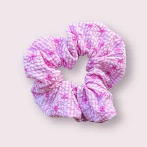 Jumbo Pink Floral Handmade Scrunchie | Cute Hair Accessory