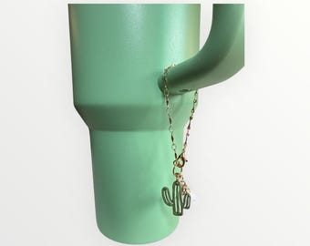Cactus Tumbler Charm | Tumbler Charm Cactus and Flower | Cute Water Bottle Accessory | Succulent Charm | Mother&#39;s Day Gift | Easter Gift