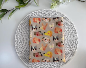 Dog Print Padded Book Sleeve | Book Cover | Book Holder | E-Reader Sleeve