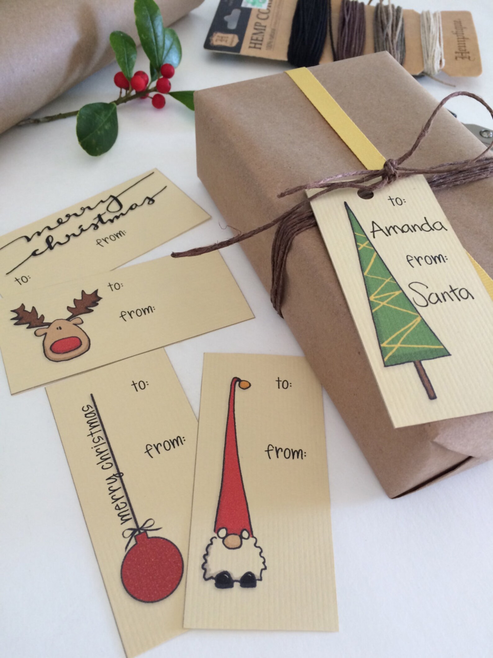 Druckbare Weihnachten Geschenkanhänger von Hand Etsy