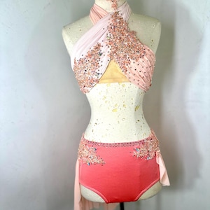 peach lyrical dance Costume, custom lyrical Dance Costume, competition Dance Costume, dance costume, solo dance costume