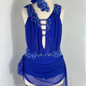 Lyrical Dance Costume, custom dance costume, sapphire dance costume, blue lyrical costume, custom leotard ,dance competition costume,