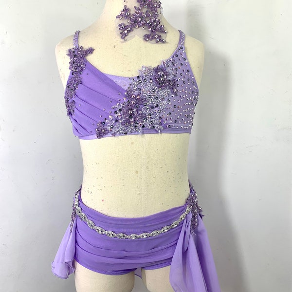 Lyrical Dance Costume, lavender dance costume, lace dance costume, lyrical dance leotard, custom dance costume, team dance costume