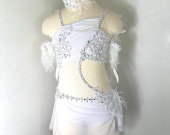 White lyrical solo costume , Solo Costume, custom white lyrical dance Costume, competition Dance Costume, dance costume,