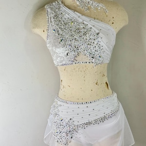 white lyrical dance costume, Lyrical Dance Costume, competition Dance Costume, dance costume, white solo dance Costume, Custom Dance Costume