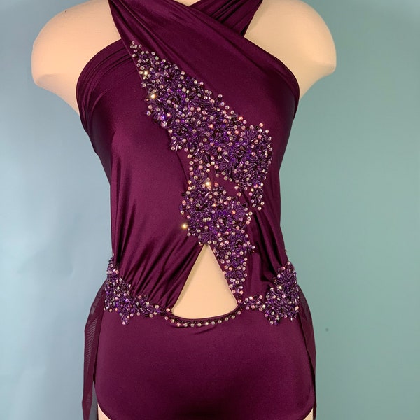 Custom Modified halter Dance Costume , custom dance design, lyrical dance costume, dance costume,  lyrical dance costume , solo dancecostume