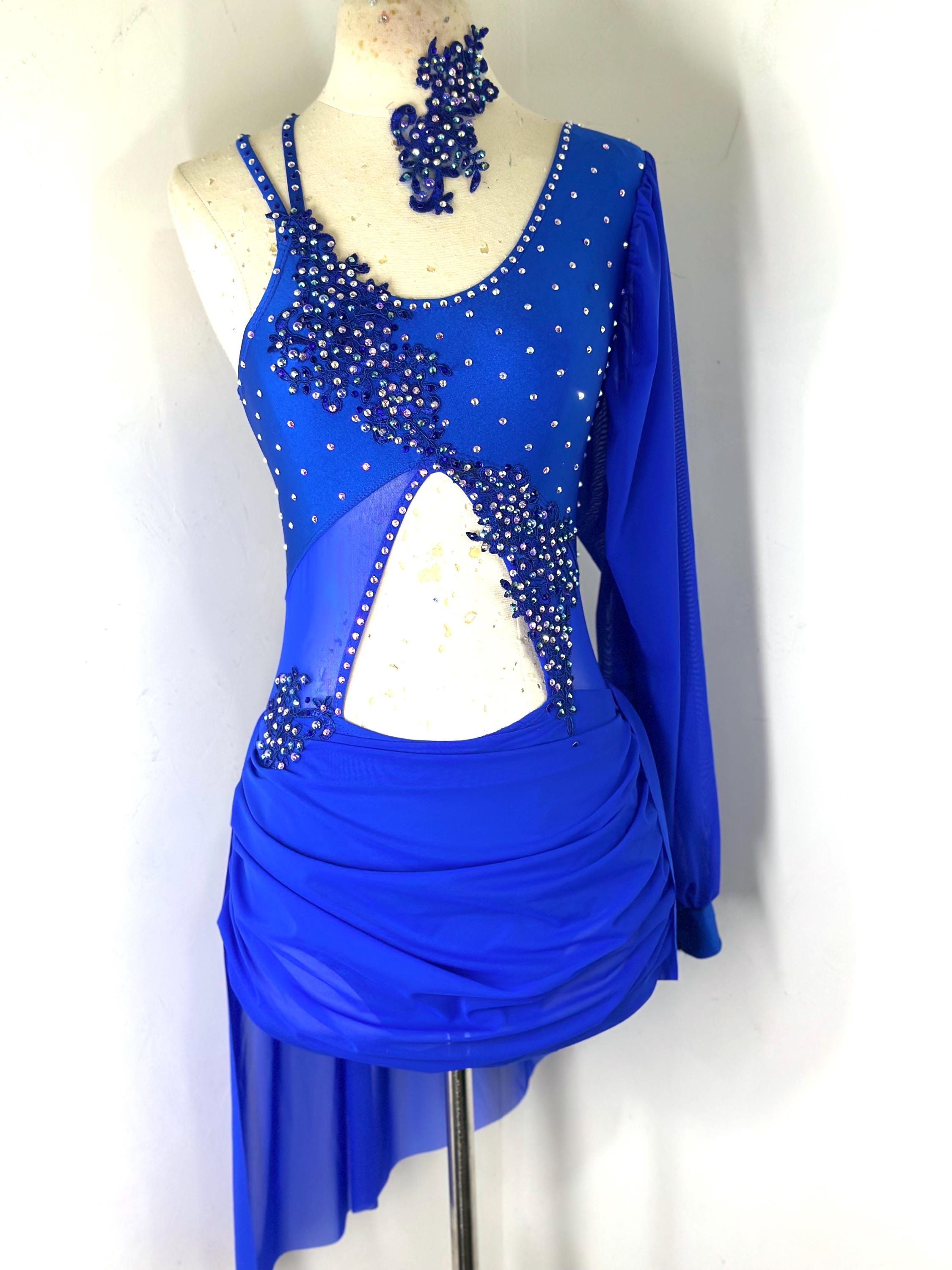Vestito Da Danza Latina Bambina Con Strass E Piume – Body In Poliestere Spandex Per Spettacolo
