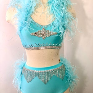 Jazz dance costume, custom jazz costume, custom dance costume, custom ostritch jazz costume, rhinestoned dance costume,  pink  black jazz