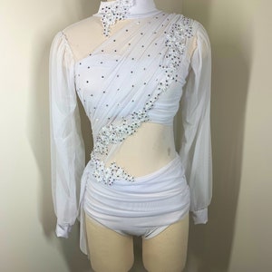 Contemporary Dance Costume, custom dance costume, white contemporary dance costume ,dance competition costume, solo dance costume