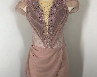 Dusty Pink Figure Skating Dress, Lyrical Dance Costume