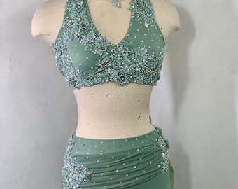 sage Custom dance costume, deposit dance Costume, custom lyrical Dance Costume, competition Dance Costume, dance costume, solo dance costume