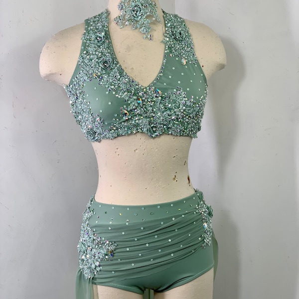 sage Custom dance costume, deposit dance Costume, custom lyrical Dance Costume, competition Dance Costume, dance costume, solo dance costume