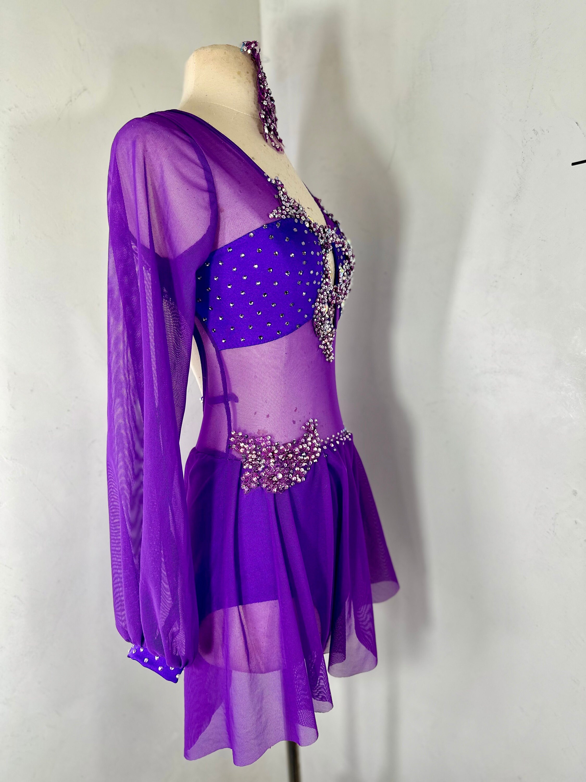Custom Purple Lyrical Dance Costume, Swarovski Crystals, Headpiece - Etsy