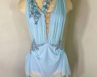 Robe de patinage artistique, robe de patinage, robe de patinage sur glace, costume de danse lyrique, robe de patinage de compétition, robe de patinage grise, patinage artistique