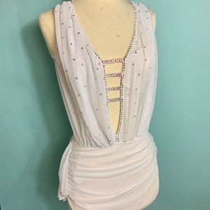 Lyrical Dance Costume, custom dance costume, white dance costume, white lyrical costume, custom leotard ,dance competition costume, lyrical