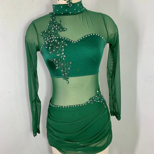 Contemporary dance Costume, lyrical  dance costume, dance costume, competition Dance Costume,  teal dance costume, custom leotard