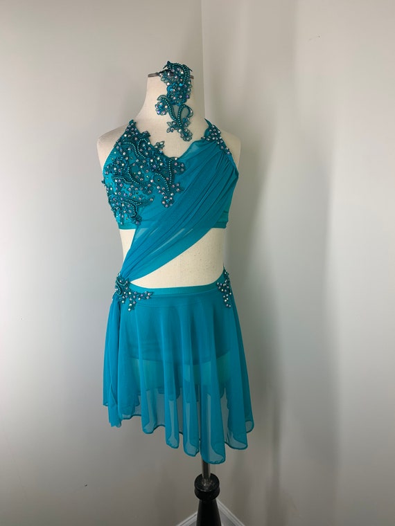 blue contemporary dance costume