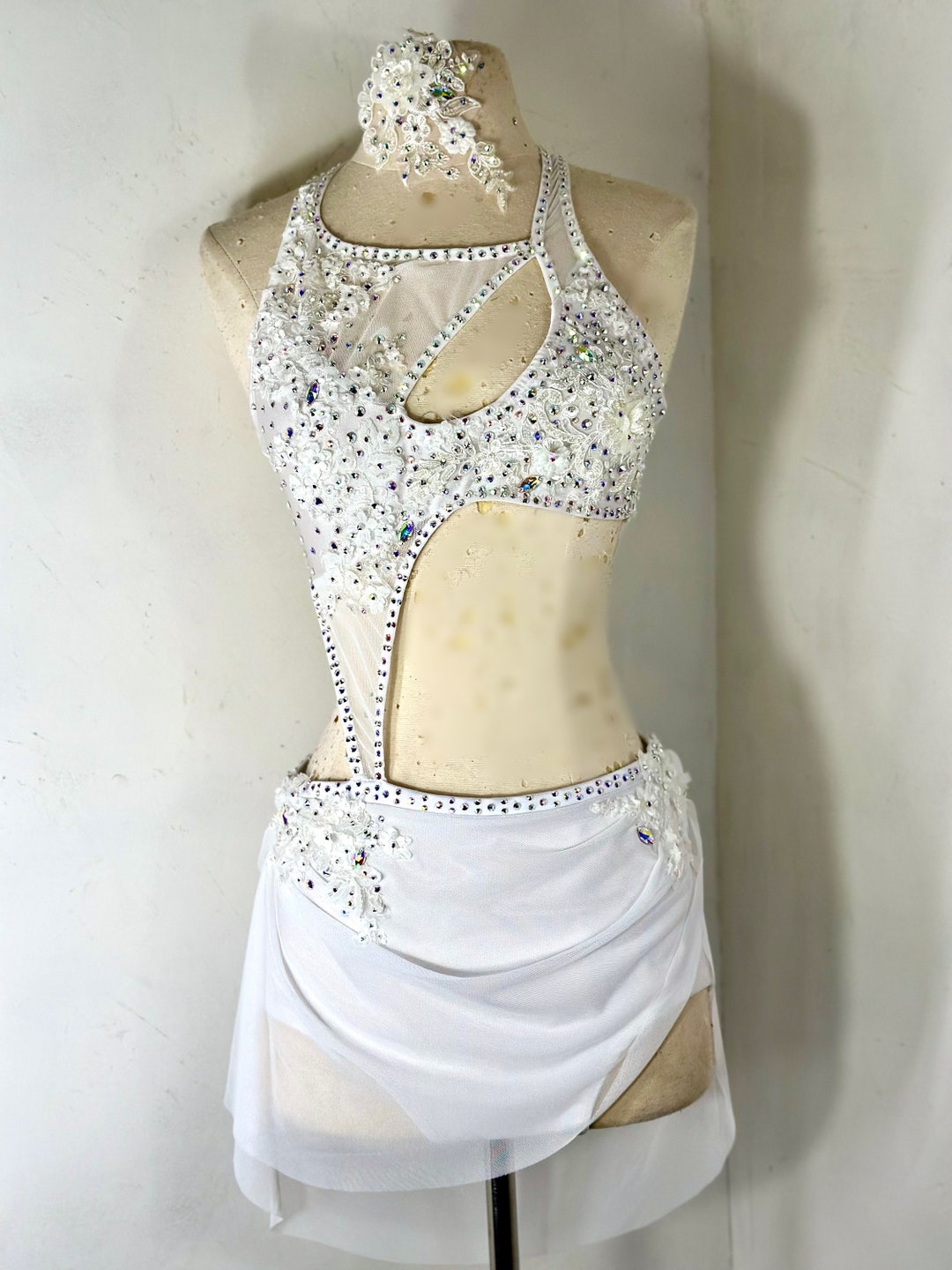 White Lyrical Dance Costume, Custom Lyrical Dance Costume, Competition