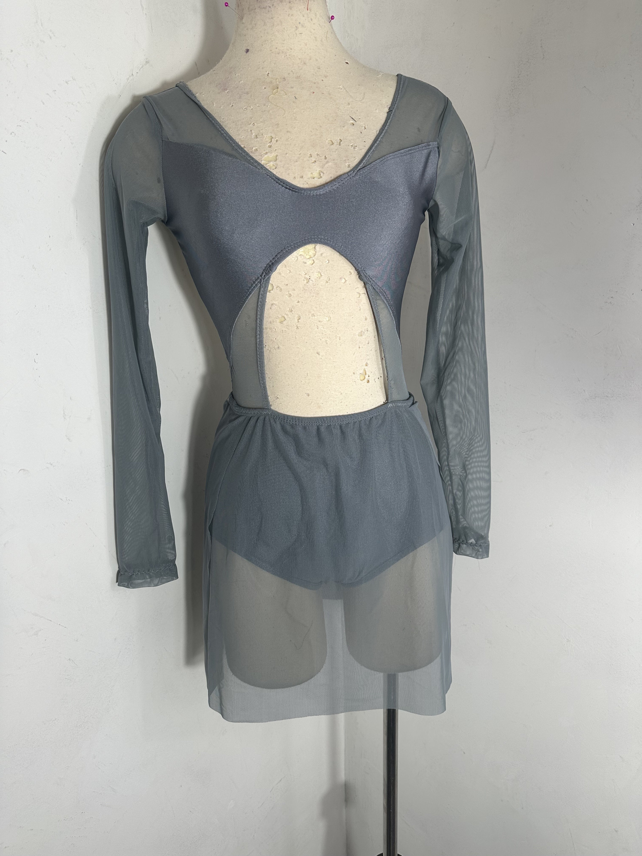 Custom Grey Lyrical Costume Custom Dance Costume Lyrical Contemporary Gray Piece With Skirt Custom Grey Lyrical Costume Custom Dance Costume Lyrical Contemporary Gray Piece With Skirt