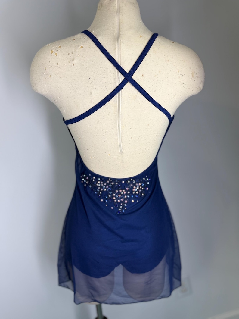Traje de danza lírica negro: encaje con cuentas y cristales de imitación imagen 7