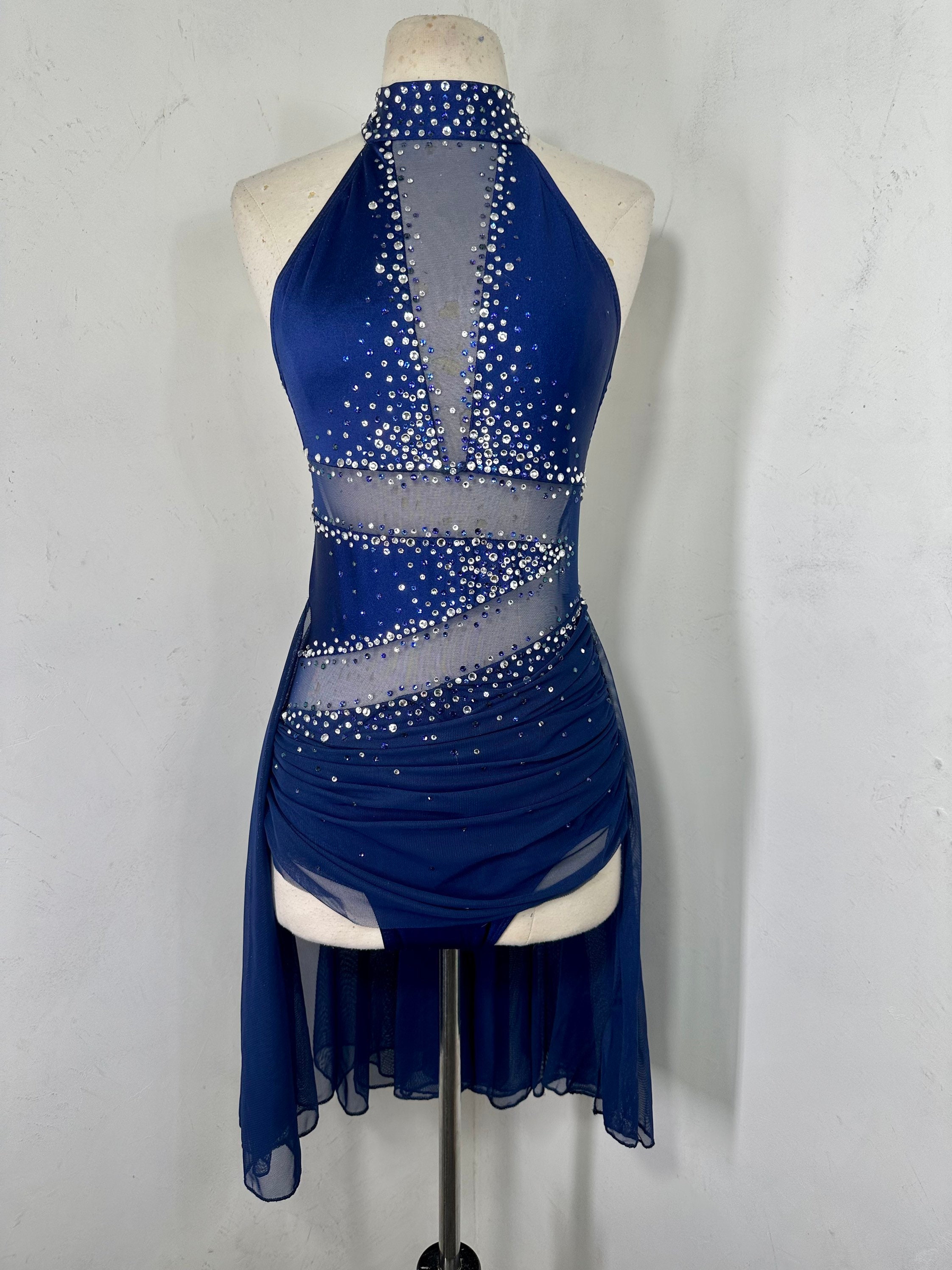  Lyrical Dance Costume for Women Adult Modern Contemporary  Dancewear Sequin One Shoudler Flowy Mesh Tulle Leotard Dress with Flower  Hair Clip Ballet Ballroom Outfit Competition Clothes Blue XS : Clothing,  Shoes