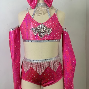 Jazz dance Costume, MC custom jazz Dance Costume, competition Dance Costume, hot pink jazz costume, MC jazzdance Costume, pink dance costume
