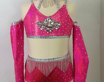 Jazz dance Costume, MC custom jazz Dance Costume, competition Dance Costume, hot pink jazz costume, MC jazzdance Costume, pink dance costume