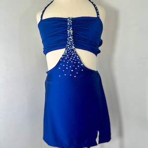 custom contemporary dance costume, navy dance Costume, Dance Costume, competition Dance Costume , solo dance costume