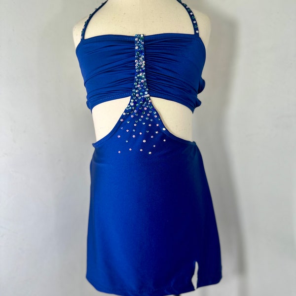 custom contemporary dance costume, navy dance Costume, Dance Costume, competition Dance Costume , solo dance costume