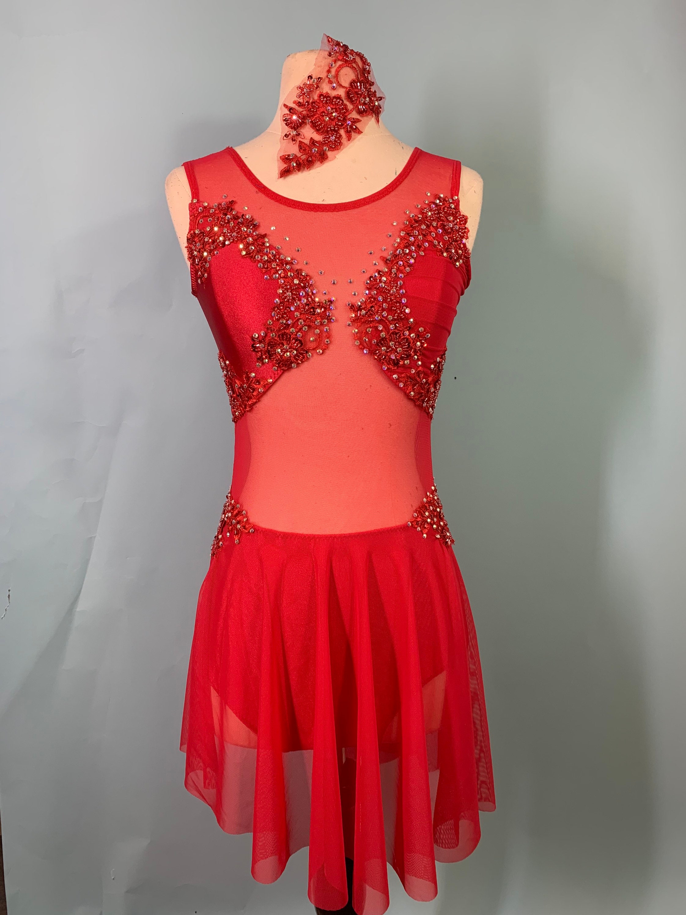 Co9LuxeDanceCostumes Custom Lyrical Dance Dress Red Lyrical Dance Costume Custom Lyrical Dance Costume Red Dance Costume Dance Costume Solo Dance Costume