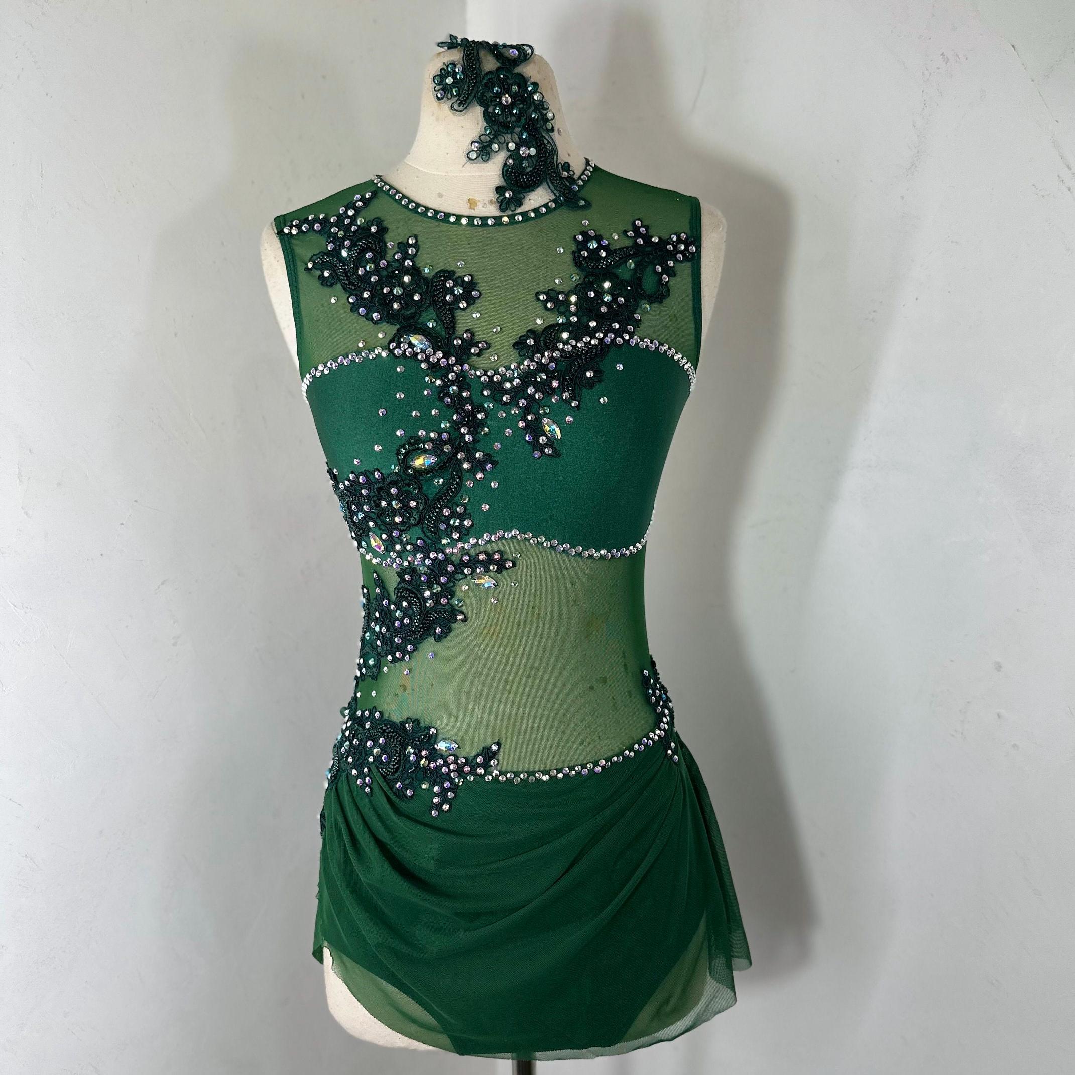 dancing on air dress green Olive Green Ballroom Dress | Print Flounces | Size 7/8-9/10