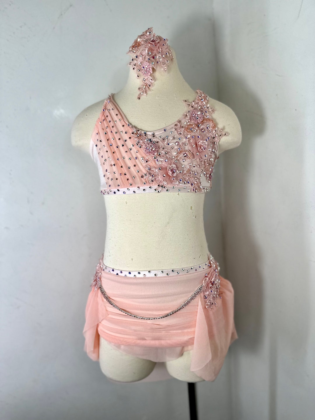 Lyrical Dance Costume, One of a Kind Blush Pink Dance Costume, Lace