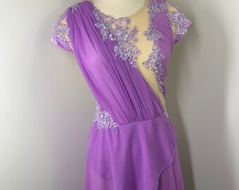 Orchid Custom Figure Skating Dress: Rhinestone Appliques, Competition Ice Dance