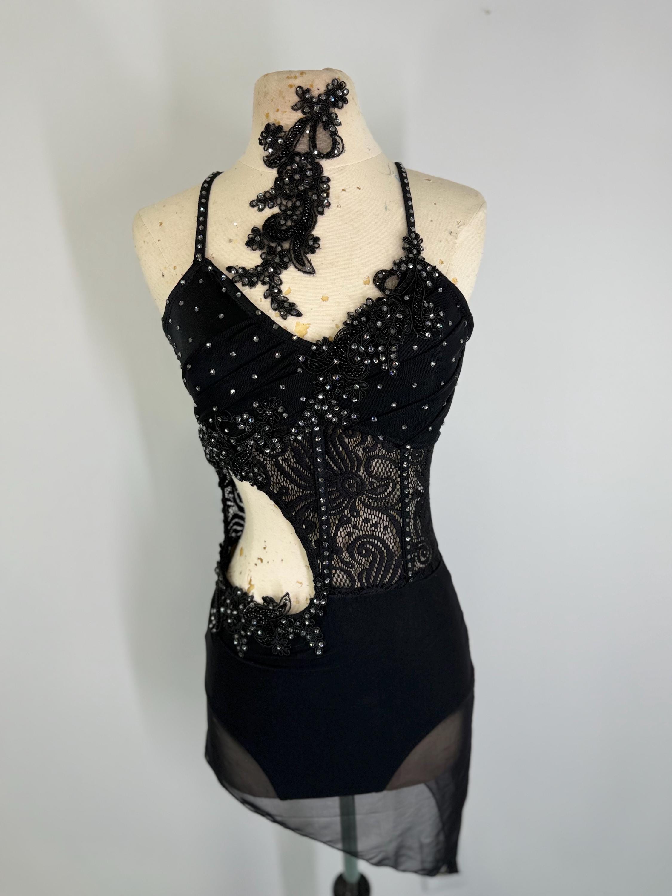 Custom Lyrical Dance Costume: Black Lace Competition Outfit - Etsy Israel Custom Lyrical Dance Costume: Black Lace Competition Outfit - Etsy Israel