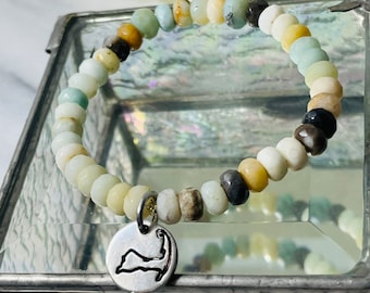 Cape Cod  Massachusetts Amazonite bracelet, Gemstone bracelet, Everyday wear bracelet, Cape Cod charm bracelet, Beach bracelet, Cape Cod