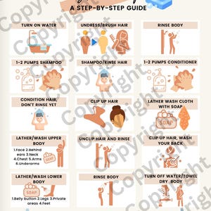 Afdrukbare checklist ADHD-doucheroutine | Stapsgewijze visuele gids voor autistische volwassenen en visionaire leerlingen | Directe digitale download