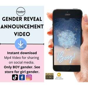 Aries Gender Reveal Astrology Video, It&#39;s A Boy Instant Download, Digital Pregnancy Announcement Video for Social Media Zodiac
