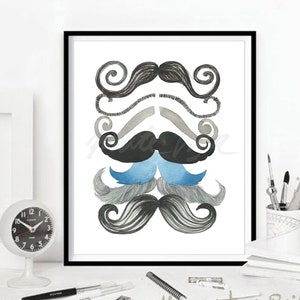 Moustache Wall Art French Artwork Movember Printable Man Cave Hipster Poster Little Man Gentleman Beard Barbers Bathroom  DIGITAL DOWNLOAD