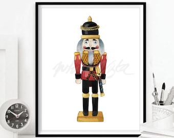 Nussknacker Soldaten, Weihnachtsnussknacker, rotes königliches Nussknackerdekor, Weihnachten druckbares nordisches Weihnachtsspielzeug DIGITALER DOWNLOAD