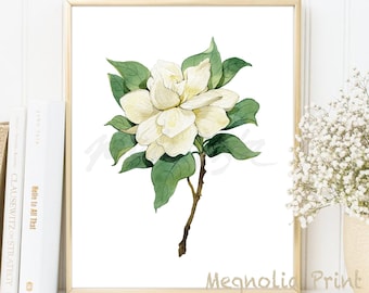 Magnolia Flower Print: Vintage Floral Illustration (Digital Download)