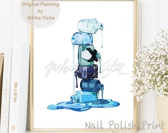 NAIL SALON imprime manucure pédicure affiche Illustration Turquoise chambre salle de bain Decor Wall Art vanité mode imprimable téléchargement numérique