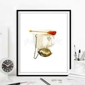 Tea cup watercolor art prints, vintage tea cup painting, stack of tea cup, kitchen art home decor, tea cup illustration, tea cup painting,
