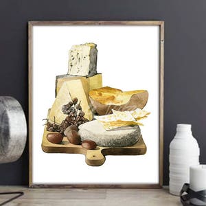 Cheese Print Culinary Decor Retro Kitchen Poster Foodie Art Decorative Printable Country Home Watercolor Vintage Dining DIGITAL DOWNLOAD