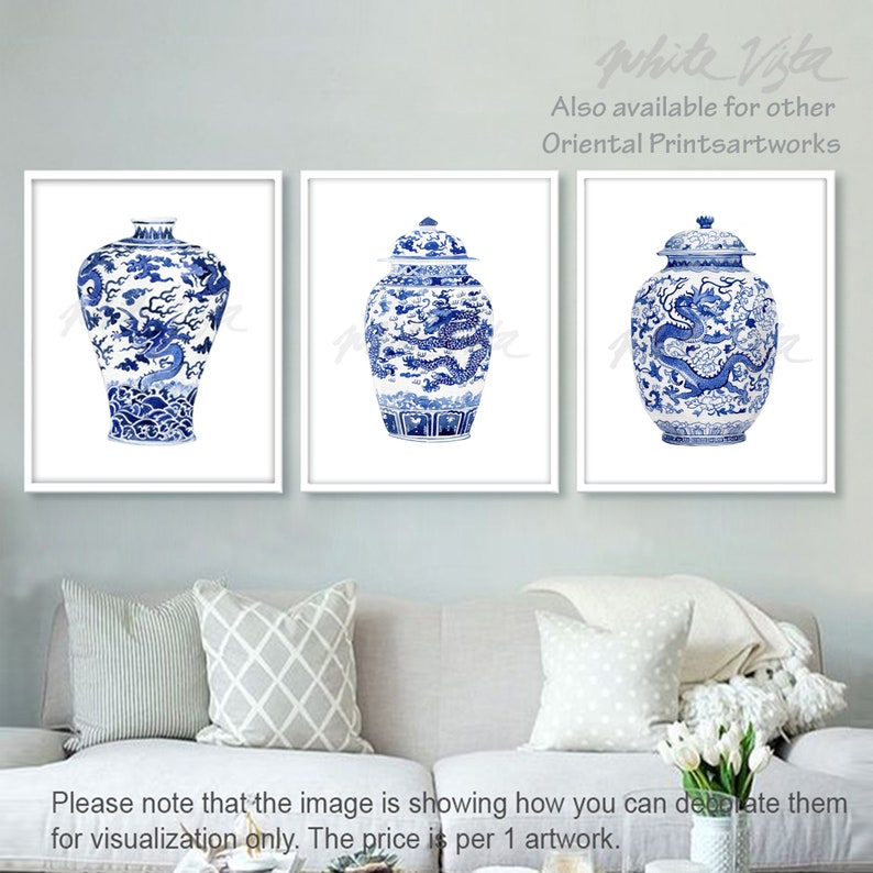 Blue and White Willow Art Prints Porcelain Chinoiserie Decor - Etsy