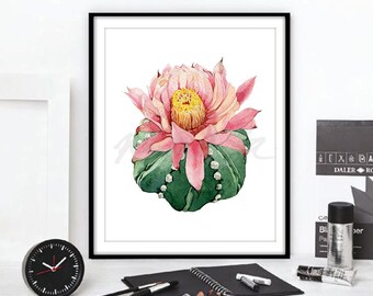 Cactus Art Prints Watercolour Cacti Painting Succulent Flower Plant Botanical Wall art Poster Tropical Illustration Instant DIGITAL DOWNLOAD